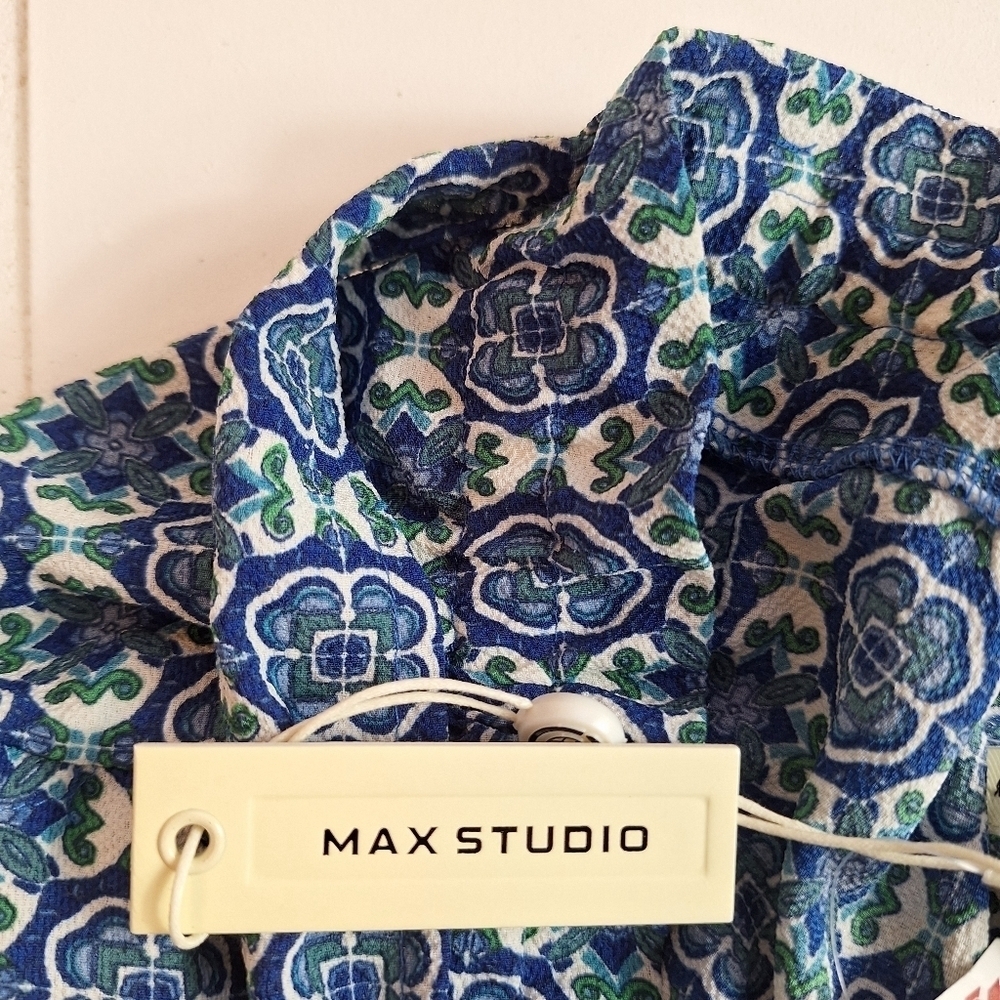 NWT Max Studio Shorts Paperbag Waist & Belt Blue & White Lightweight XLarge - Picture 5 of 11